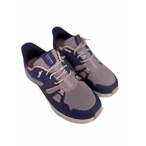 Skechers Glide-Step Women’s 6.5 Wide Blue Pink Mesh Athletic Walking Shoes READ